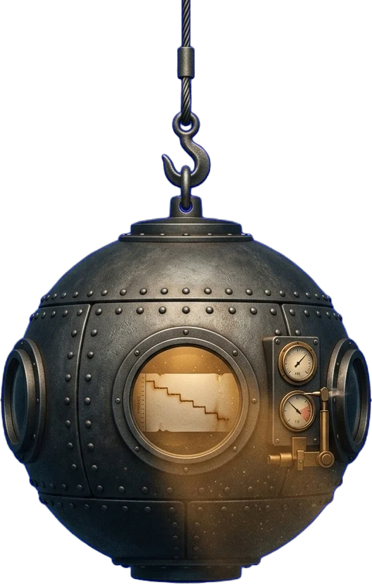 The Echo Descent bathysphere on its cable
